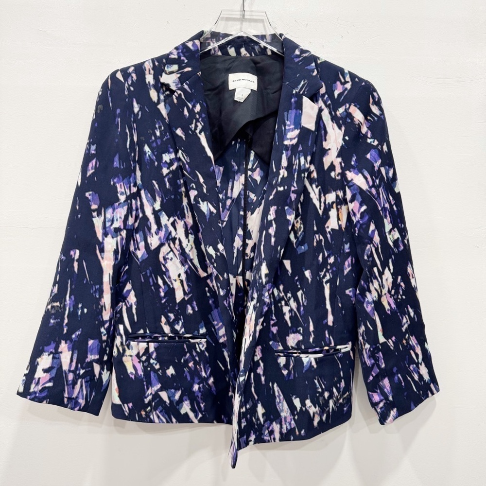 Club Monaco Printed Open Fromt Blazer Jacket Size 6